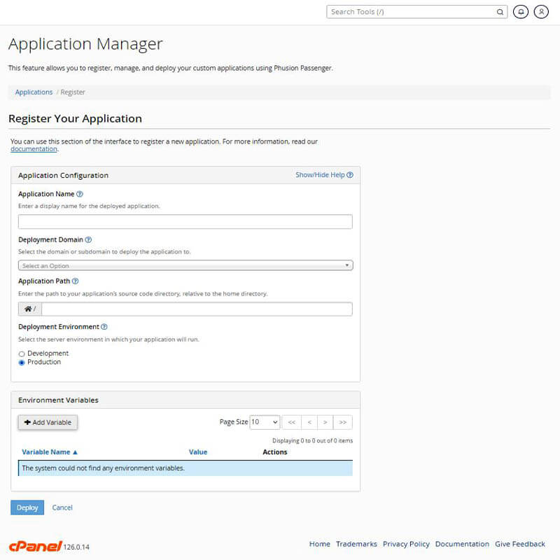cPanel Application Manager